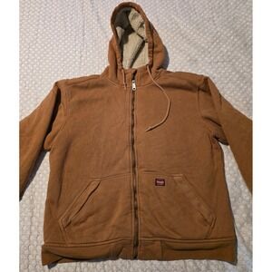 Wrangler Workwear Hoodie Mens Large Brown Sherpa Lined Full Zip Jacket